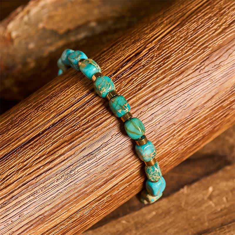 Bracelet bohème en perles turquoise et cordon tressé ajustable - image 1