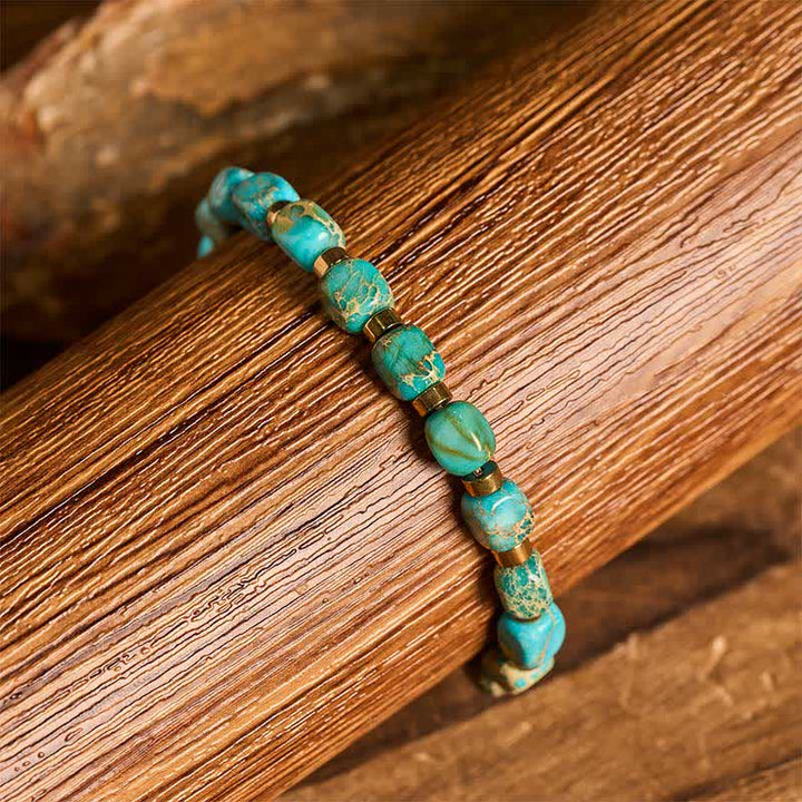 Bracelet bohème en perles turquoise et cordon tressé ajustable - image 1