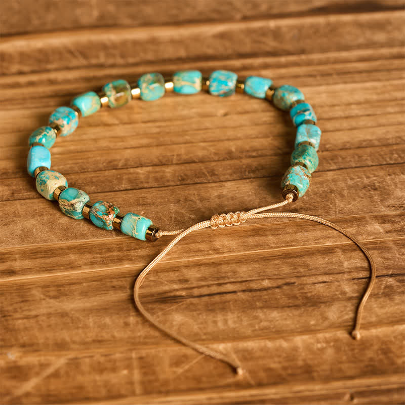 Bracelet bohème en perles turquoise et cordon tressé ajustable - image 3
