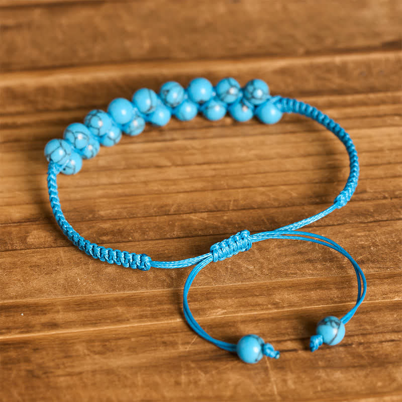 Bracelet macramé double rangée de perles turquoise, aux vertus curatives - image 7
