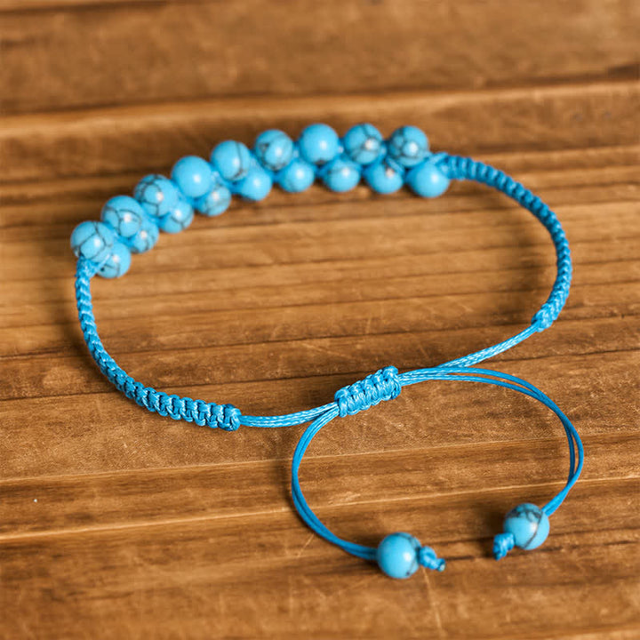 Bracelet macramé double rangée de perles turquoise, aux vertus curatives - image 7