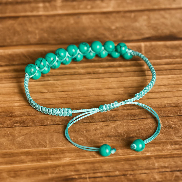 Bracelet macramé double rangée de perles turquoise, aux vertus curatives - image 11