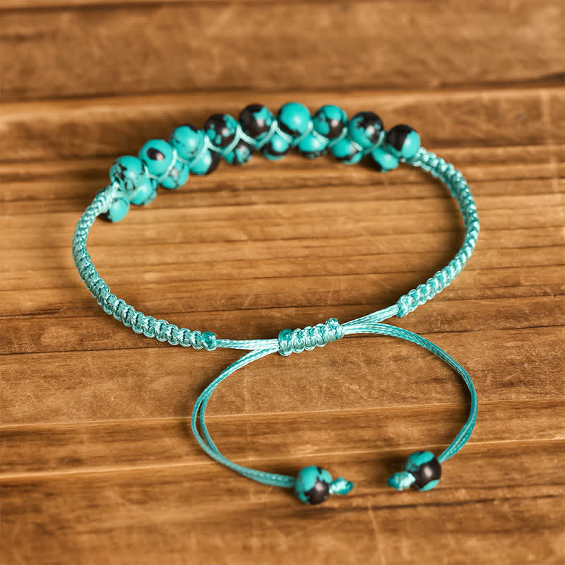 Bracelet macramé double rangée de perles turquoise, aux vertus curatives - image 15