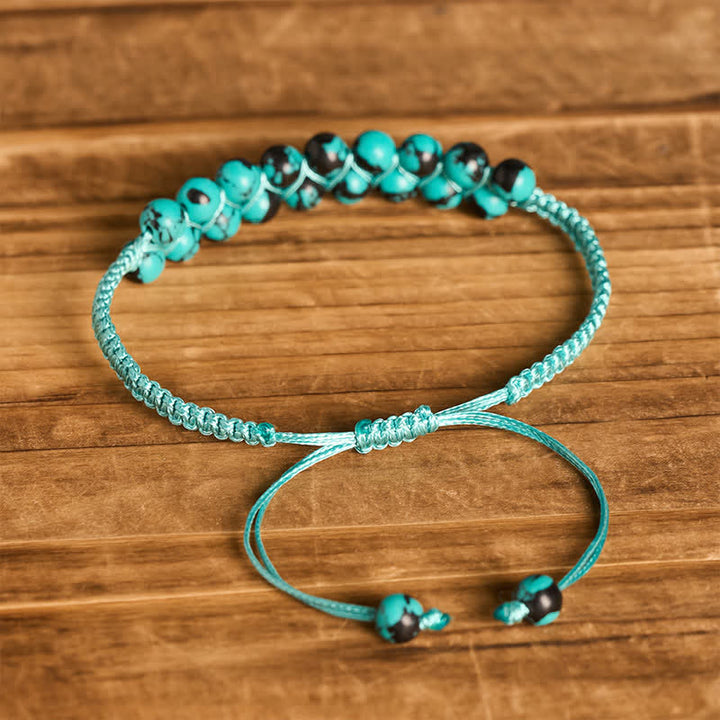 Bracelet macramé double rangée de perles turquoise, aux vertus curatives - image 15