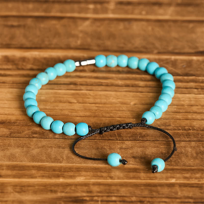 Bracelet ajustable en perles turquoise avec croix de la foi - image 6