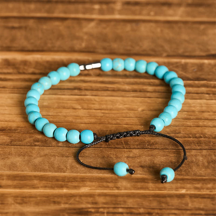 Bracelet ajustable en perles turquoise avec croix de la foi - image 6