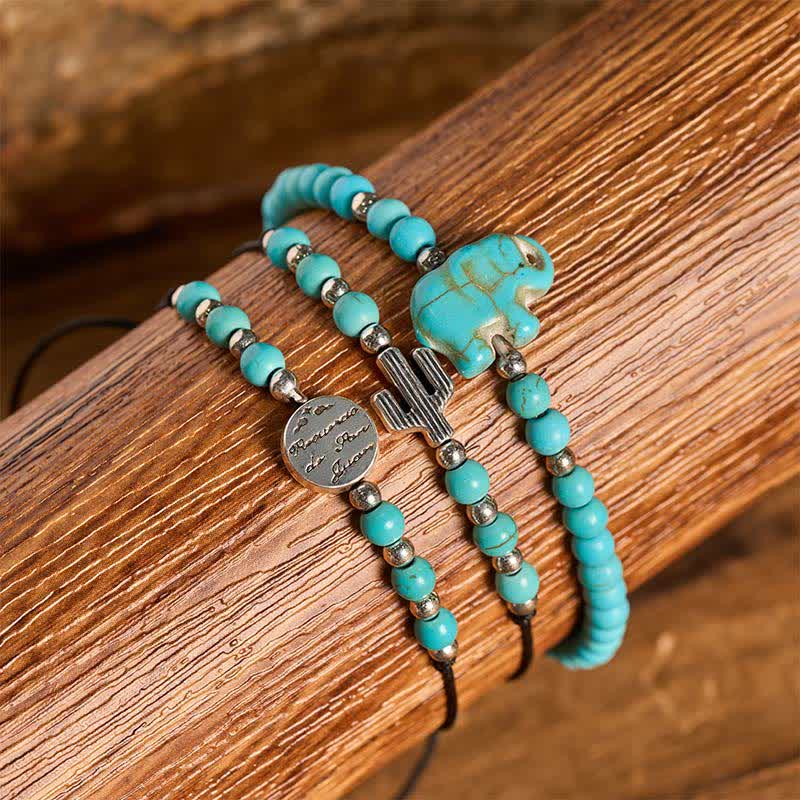Ensemble de 3 bracelets empilables en turquoise cactus occidental pour la confiance en soi - image 1