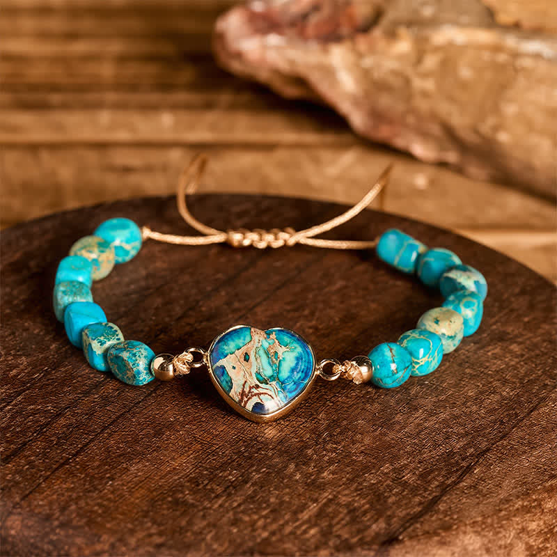 Bracelet Boho Soul Heart en pierre naturelle de l'empereur - image 10