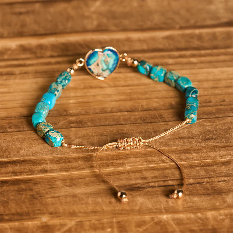Bracelet Boho Soul Heart en pierre naturelle de l'empereur - image 11