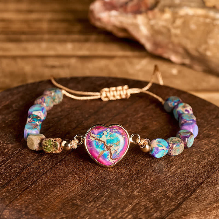 Bracelet Boho Soul Heart en pierre naturelle de l'empereur - image 6