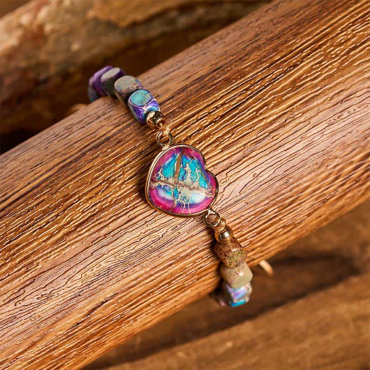 Bracelet Boho Soul Heart en pierre naturelle de l'empereur - image 5