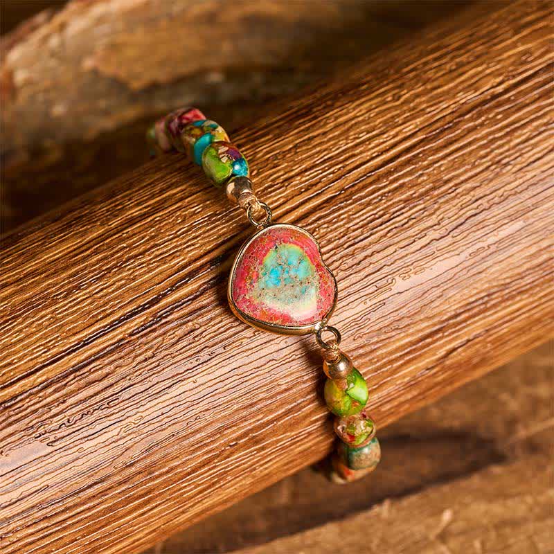 Bracelet Boho Soul Heart en pierre naturelle de l'empereur - image 1