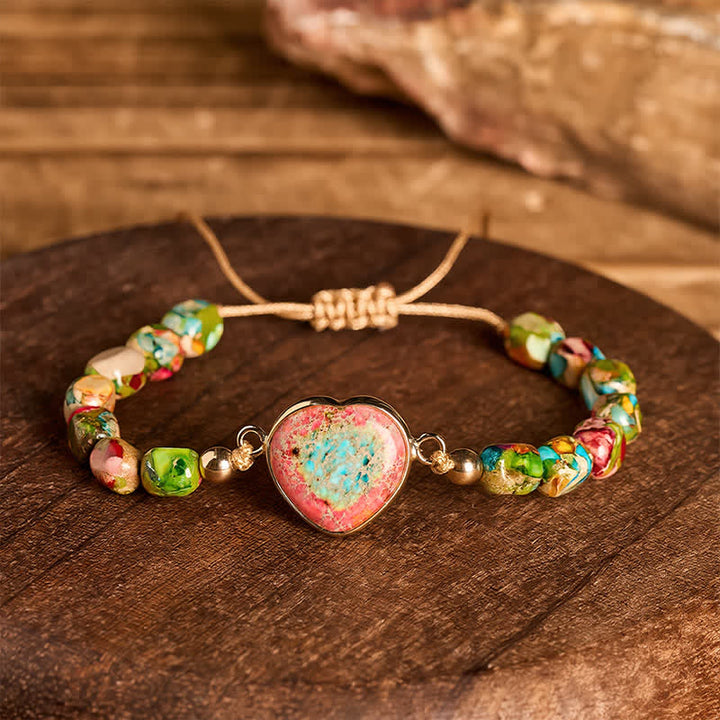 Bracelet Boho Soul Heart en pierre naturelle de l'empereur - image 2