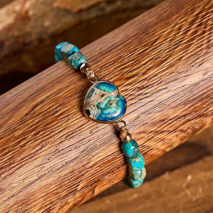 Bracelet Boho Soul Heart en pierre naturelle de l'empereur - image 9