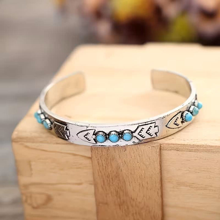 Bracelet manchette ouvert Sky Dots Turquoise Boho Silver Arrow - image 4