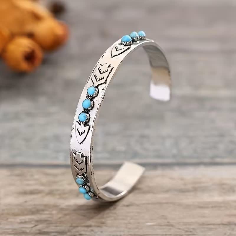 Bracelet manchette ouvert Sky Dots Turquoise Boho Silver Arrow - image 3