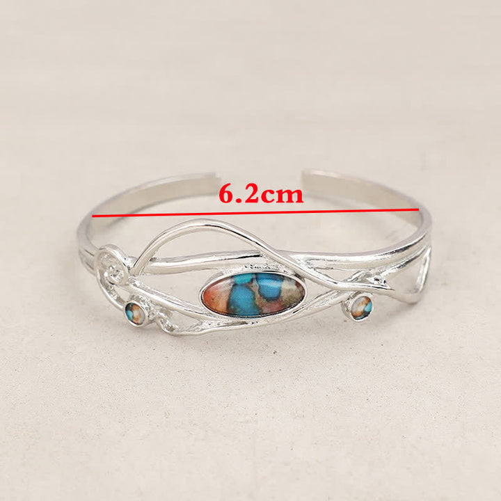 Bracelet manchette ouvert à motif de feuilles d'argent et vigne enchantée - image 5