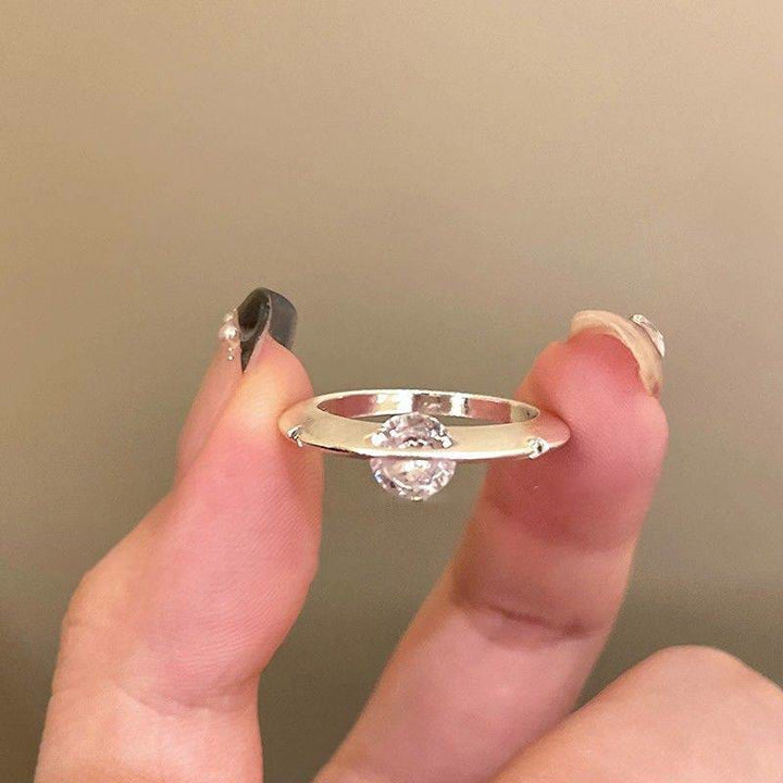 Bague planète rotative ouverte et ajustable en laiton plaqué or pour femme au quotidien - Argent - image 2