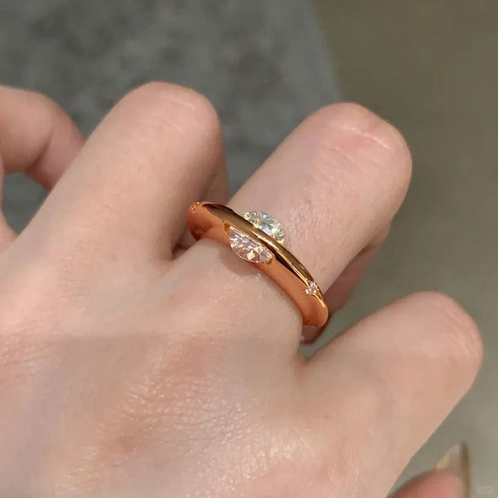 Bague planète rotative ouverte et ajustable en laiton plaqué or pour femme au quotidien - Or rose - image 4