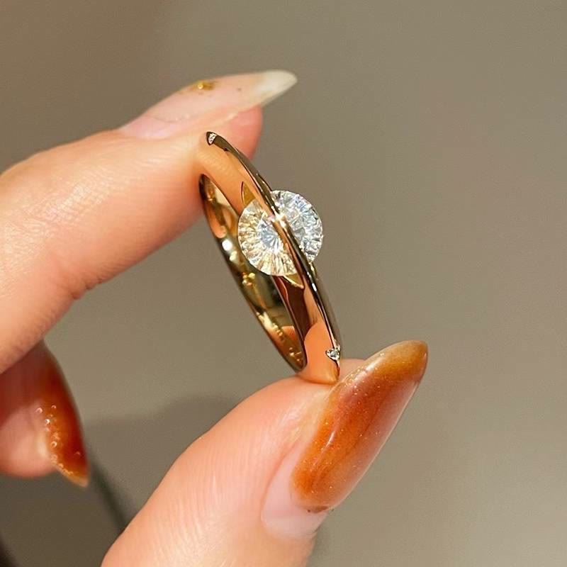 Bague planète rotative ouverte et ajustable en laiton plaqué or pour femme au quotidien - Doré - image 1
