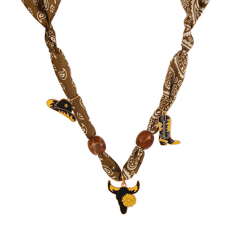 Collection de colliers et foulards à breloques style western bohème - Brun - image 2