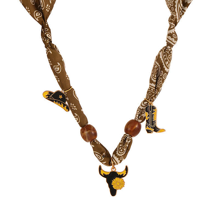 Collection de colliers et foulards à breloques style western bohème - Brun - image 2