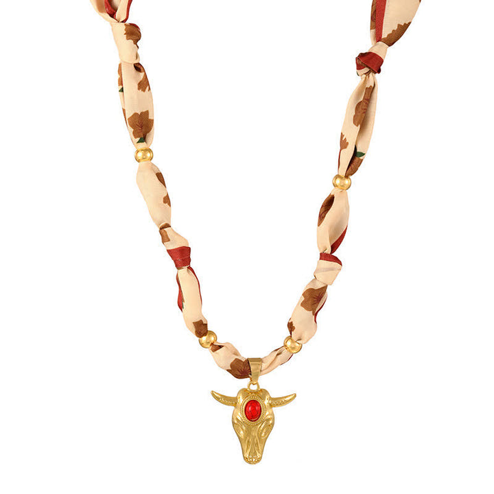 Collection de colliers et écharpes turquoise Western Spirit Longhorn Bull - Beige - image 5