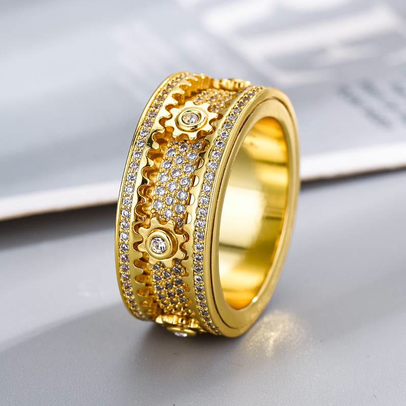 Bague tournante en zircon sertie de cristaux, idéale pour les fêtes. Bijou de soirée. - Or - US 12 - image 4