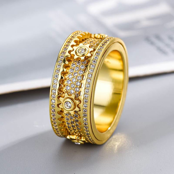 Bague tournante en zircon sertie de cristaux, idéale pour les fêtes. Bijou de soirée. - Or - US 12 - image 4