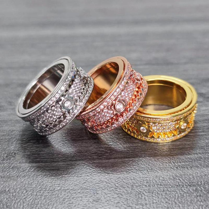 Bague tournante en zircon sertie de cristaux, idéale pour les fêtes. Bijou de soirée. - image 2