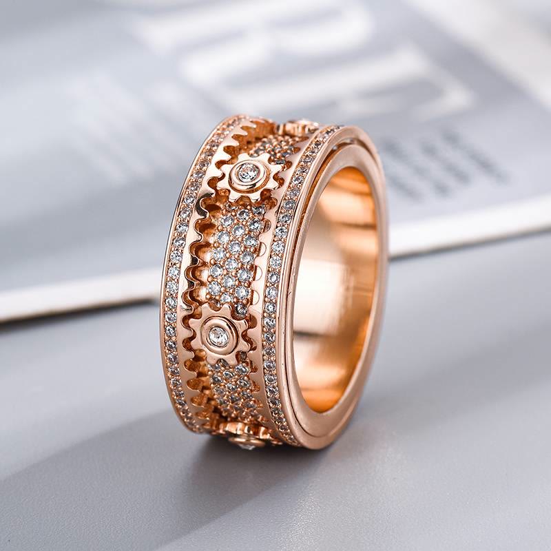 Bague tournante en zircon sertie de cristaux, idéale pour les fêtes. Bijou de soirée. - Or rose - US 12 - image 3