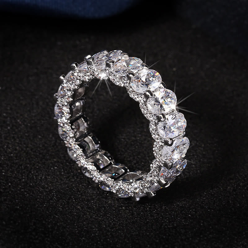 Bague sertie de zircon et de cristaux, ornée d'un anneau d'éternité, idéale pour les femmes et parfaite pour les fêtes. Bijou de soirée. - Argent - 10 US - image 0
