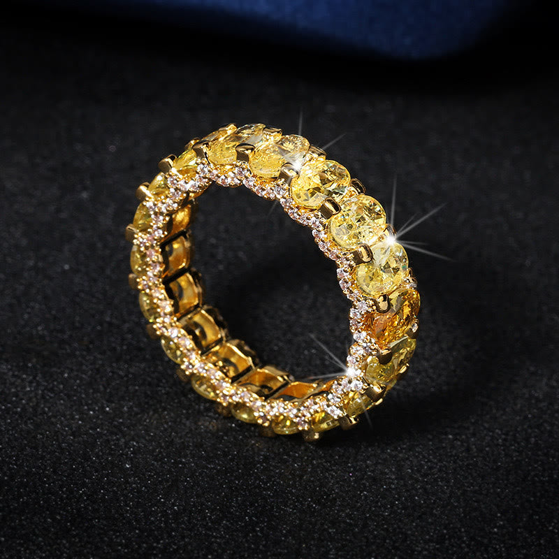 Bague sertie de zircon et de cristaux, ornée d'un anneau d'éternité, idéale pour les femmes et parfaite pour les fêtes. Bijou de soirée. - Or - 10 US - image 5