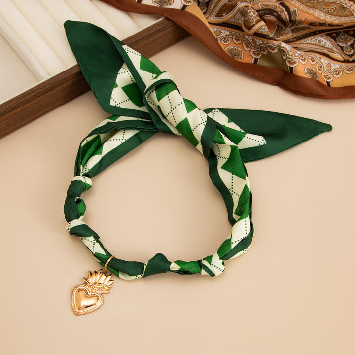 Écharpe/collier à carreaux vert émeraude Sacré-Cœur - image 1