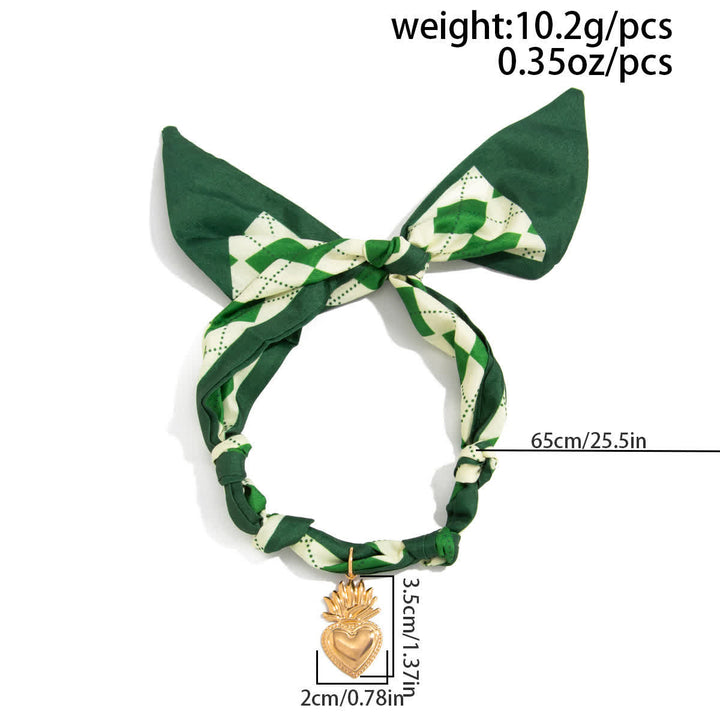 Écharpe/collier à carreaux vert émeraude Sacré-Cœur - image 6