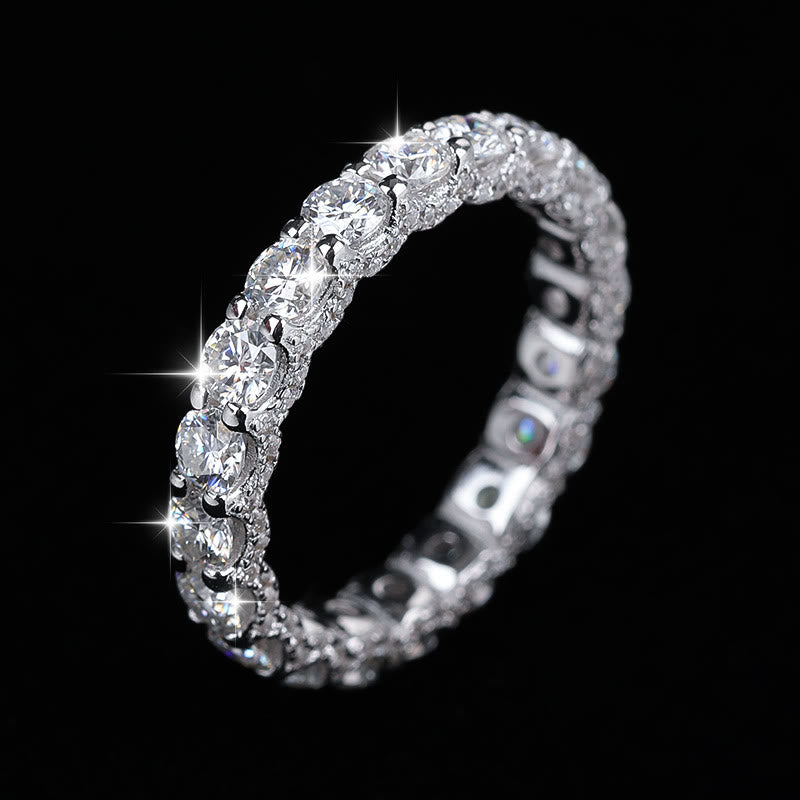Alliance empilable en argent S925 sertie de moissanite, pour femme. - Style n° 1 - US 9 - image 0