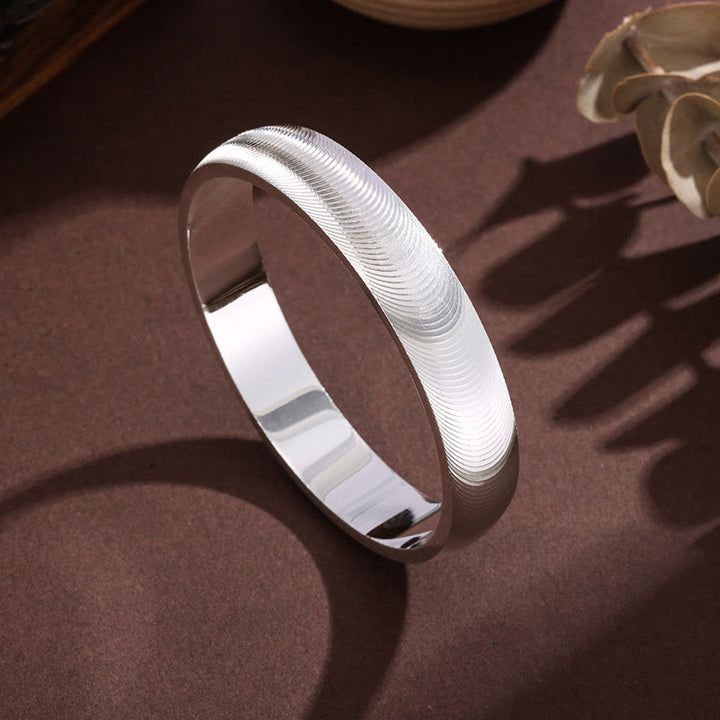 Bracelet jonc fermé œil de chat large, style vintage poli, pour femme - Argent - 62 - image 0
