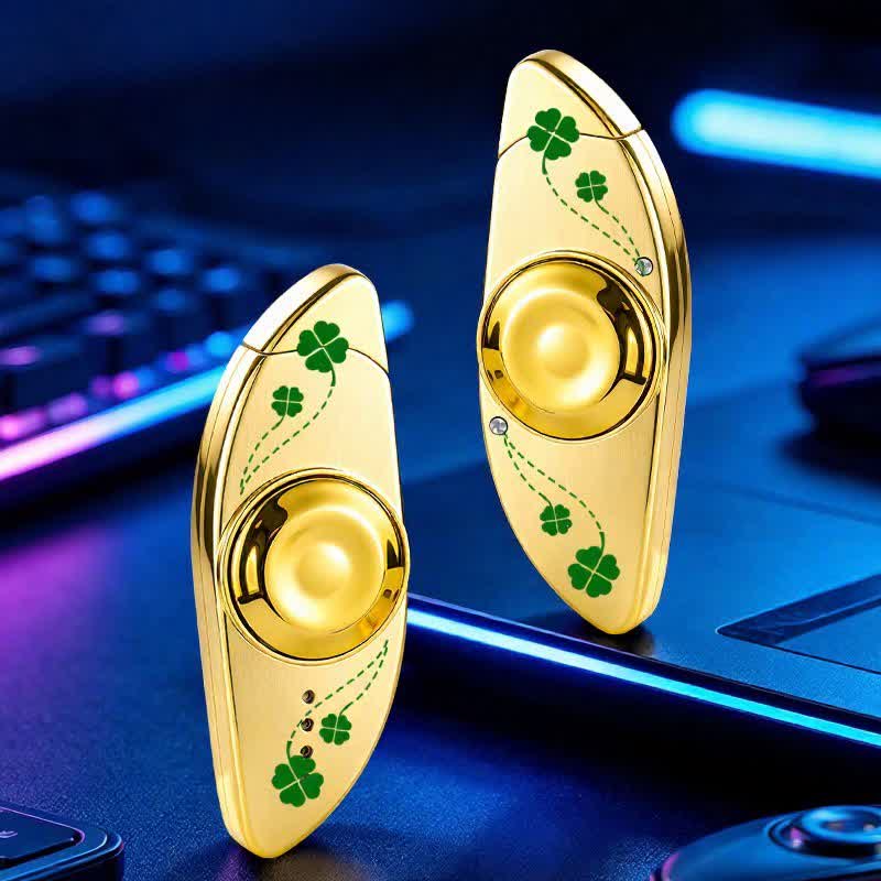 Briquet à butane fidget spinner anti-stress pour les yeux - Trèfle à quatre feuilles - Or - image 13