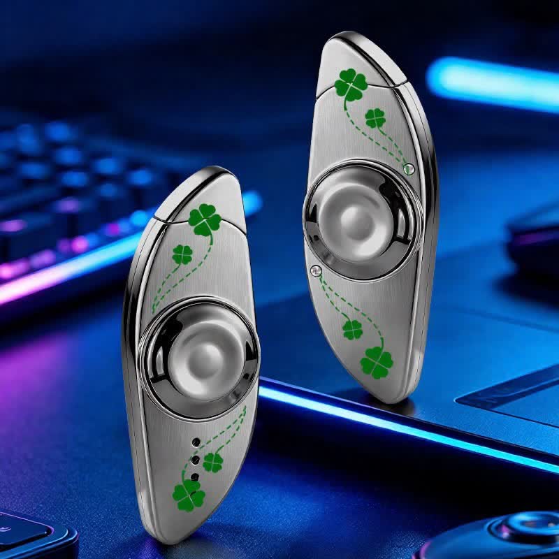 Briquet à butane fidget spinner anti-stress pour les yeux - Trèfle à quatre feuilles - Gris - image 15