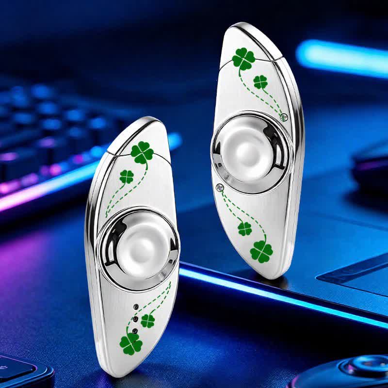 Briquet à butane fidget spinner anti-stress pour les yeux - Trèfle à quatre feuilles - Argent - image 14