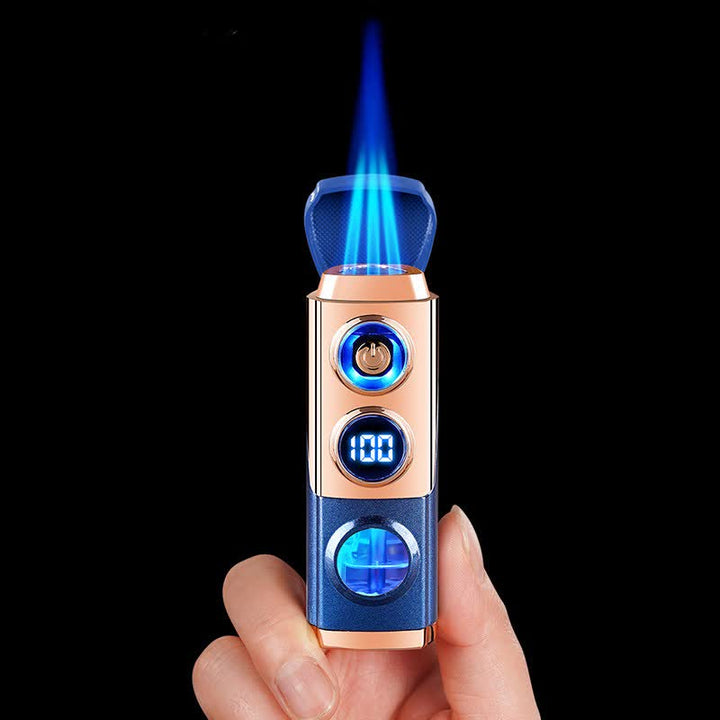 Briquet à cigares intelligent 4 en 1 à triple flamme avec repose-cigare et emporte-pièce intégrés - image 4
