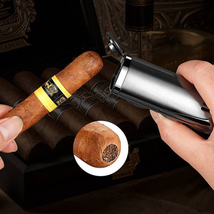 Briquet à cigares intelligent 4 en 1 à triple flamme avec repose-cigare et emporte-pièce intégrés - image 7