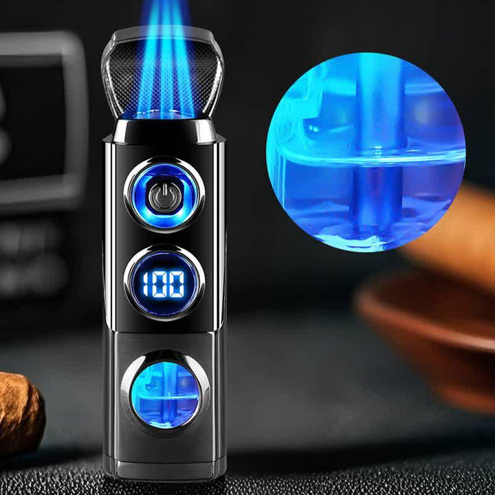 Briquet à cigares intelligent 4 en 1 à triple flamme avec repose-cigare et emporte-pièce intégrés - image 5