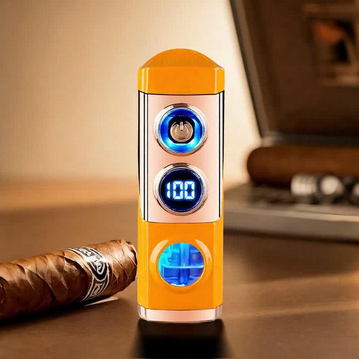 Briquet à cigares intelligent 4 en 1 à triple flamme avec repose-cigare et emporte-pièce intégrés - Orange - image 15