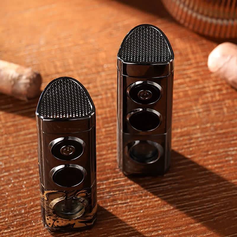 Briquet à cigares intelligent 4 en 1 à triple flamme avec repose-cigare et emporte-pièce intégrés - image 1