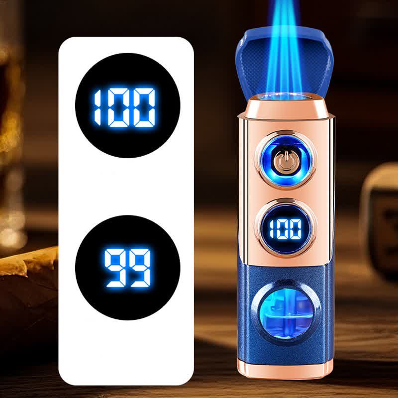 Briquet à cigares intelligent 4 en 1 à triple flamme avec repose-cigare et emporte-pièce intégrés - image 11