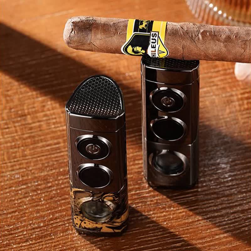Briquet à cigares intelligent 4 en 1 à triple flamme avec repose-cigare et emporte-pièce intégrés - image 6