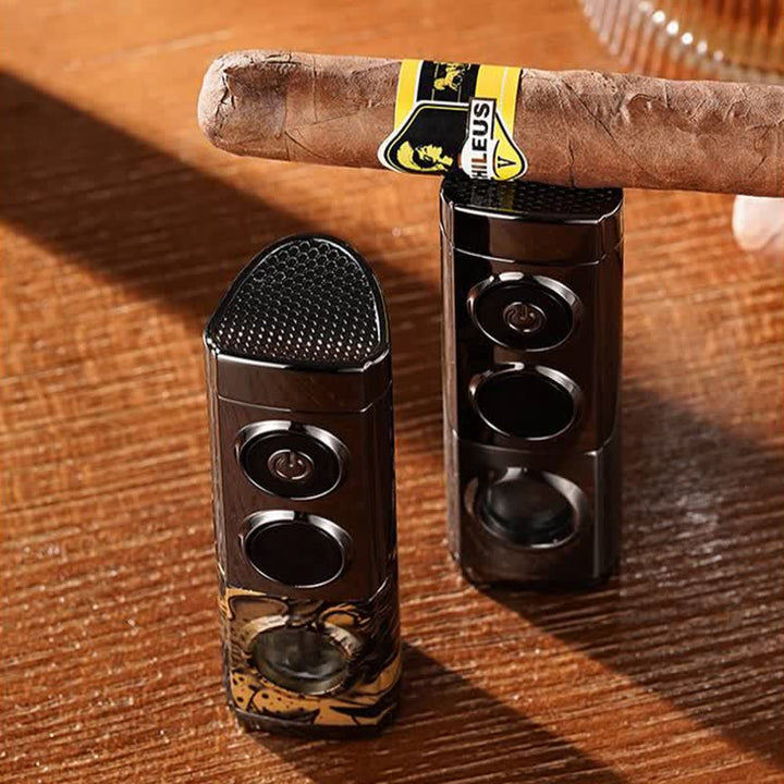 Briquet à cigares intelligent 4 en 1 à triple flamme avec repose-cigare et emporte-pièce intégrés - image 6