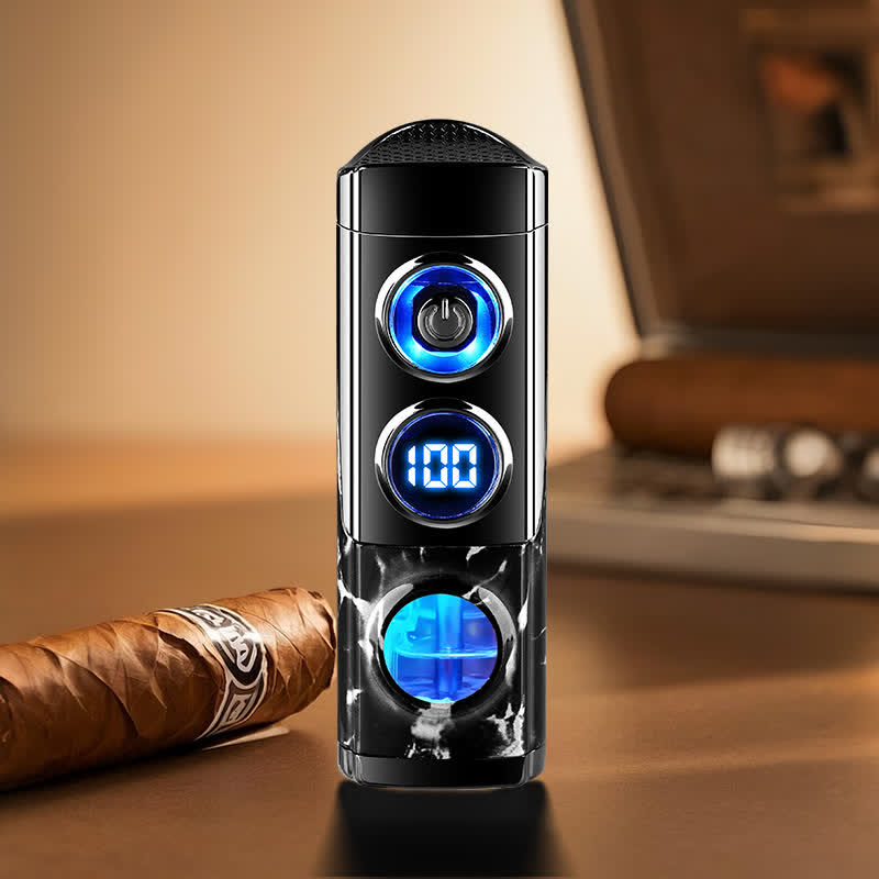 Briquet à cigares intelligent 4 en 1 à triple flamme avec repose-cigare et emporte-pièce intégrés - Marbrure - image 18