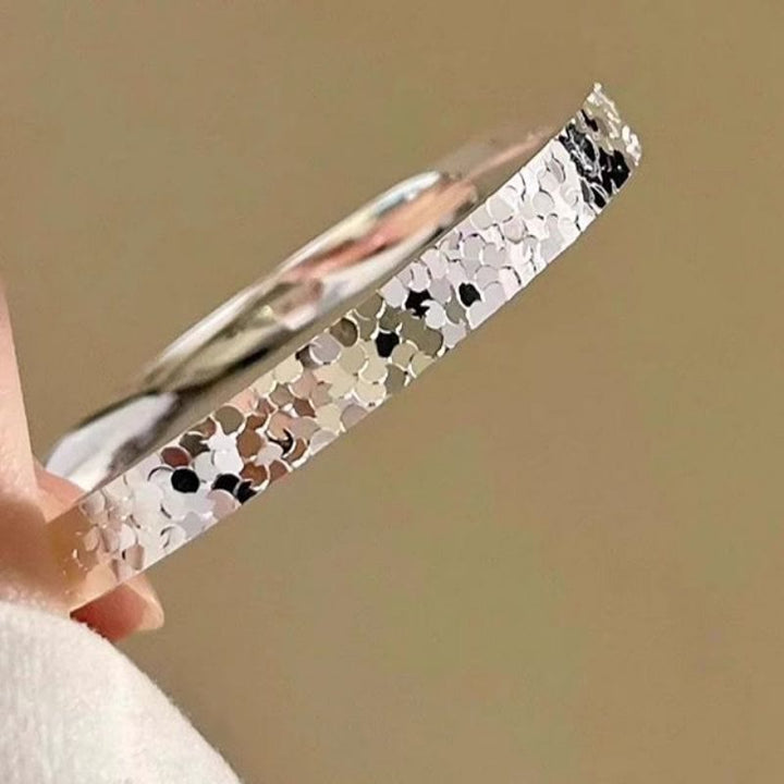 Bracelet jonc ouvert ajustable argenté à texture de glace pilée pour femme - image 8
